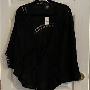 NWT Express Black Open-Front Lace kimono Cardigan